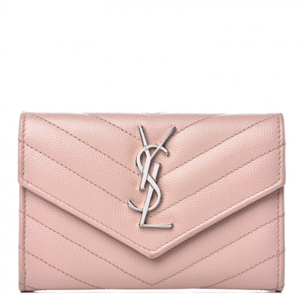 Saint Laurent Grain De Poudre Matelasse Chevron Small Monogram Envelope Wallet